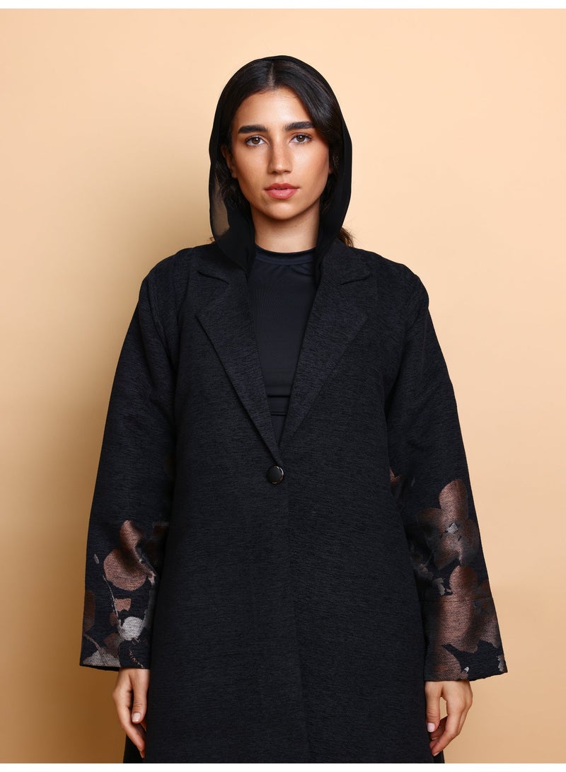 IKKXA Jacquard Flower Abaya - Image 4